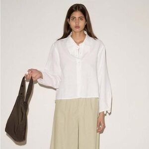 NWT Deiji Studios Collar Point Shirt in White in Size M